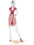 Person wearing a red dress